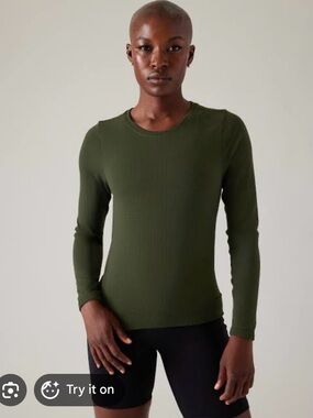 Athleta In Motion Seamless Top - Olive XS